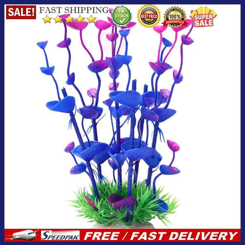 Purple Artificial Plastic Grass Fish Tank Water Plant Aquarium Decor