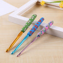 9pcs Ceramic Handle Needles Aluminum Crochet Hooks Set for Weaving Sewing B