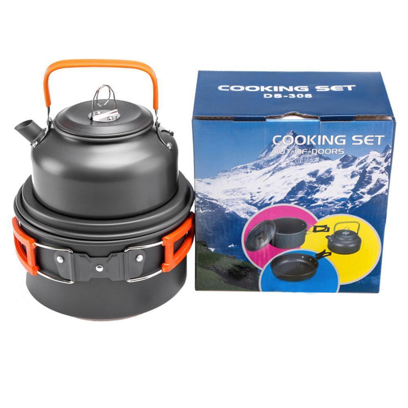 Ultra-Light Outdoor Camping Cookware Water Kettle Pan Set Alumina (Orange) Newly