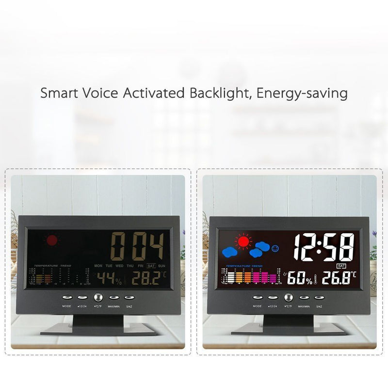 Weather Station Humidity Thermometer Snooze Alarm Clock Calendar Alarm Clock