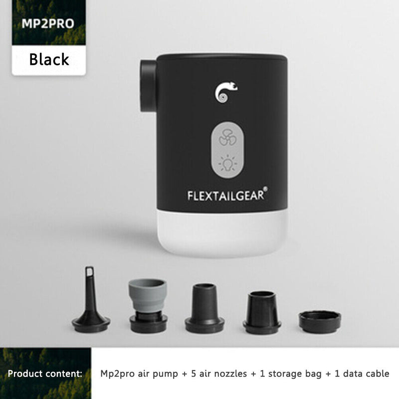 4 in 1 Mini Electric Inflatable Air Pump USB Outdoor Camping Light (Black) Newly