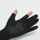 Ice Arm Sleeves Unisex UV Protection Half Finger Arm Cover (2 Finger Black)