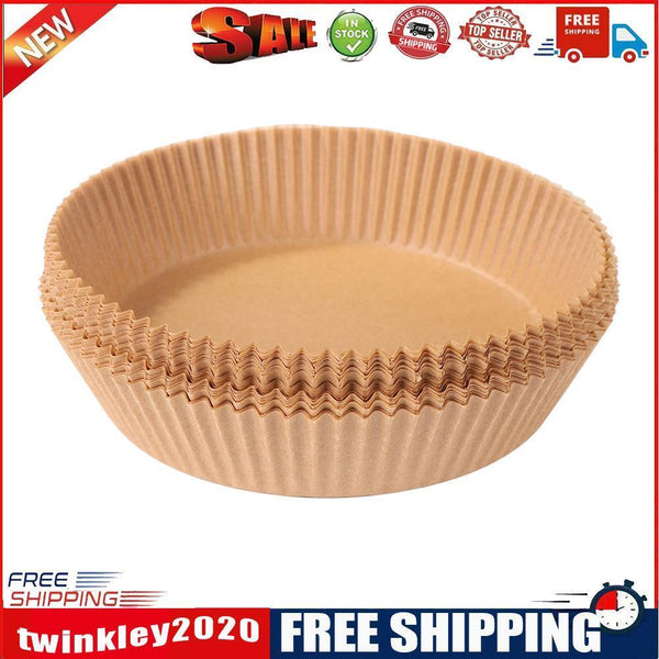 100x Air Fryer Disposable Paper Liner Steaming Wood Pulp Baking Mat (Beige)