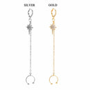 Earring Eardrop Dangler Tassel Chain Long Ear Clips Six-Pointed Star Diamonds