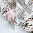 20× Wedding Favor Marble Triangle Candy Box Ribbon Party Holiday Supply K5K5