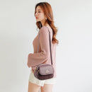 2pcs Retro Women PU Multi Layers Shell Shoulder Messenger Bag(Purple)