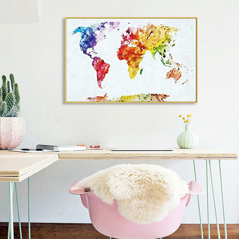 DIY Hand Painted World Map Canvas Oil Painting Kit Drawing By Numbers Ornamen