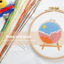 DIY Russian Poking Embroidery Hoop Soft Yarn Punch Needle Sewing Needlework Kit