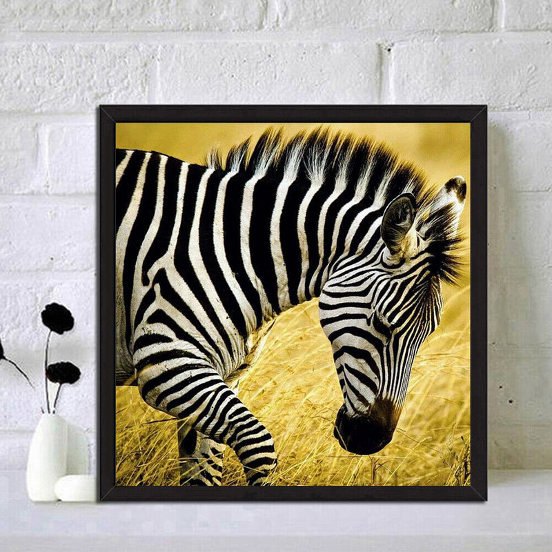 5D DIY Full Drill Diamond Painting Walking Zebra Embroidery Craft Needlework Set