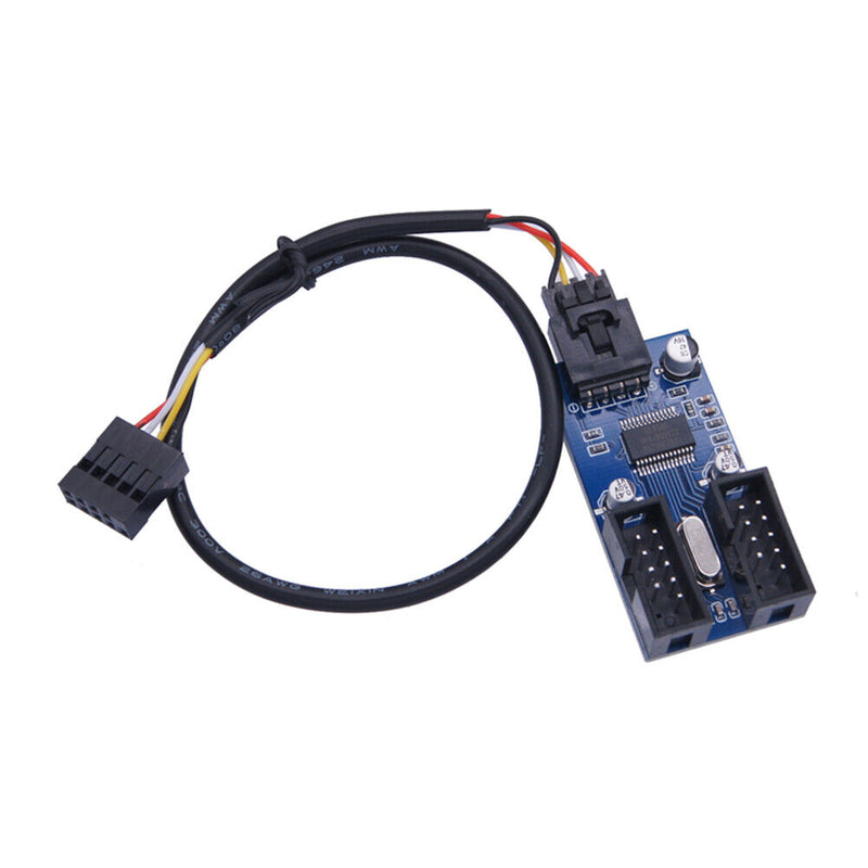 Desktop Computer Motherboard 9Pin USB Header Splitter 1 to 2 Port Connector
