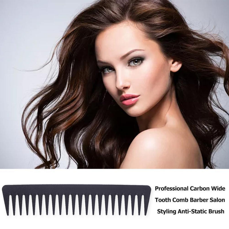 Professional Carbon Wide Tooth Comb Barber Salon Styling Anti-Static Brush