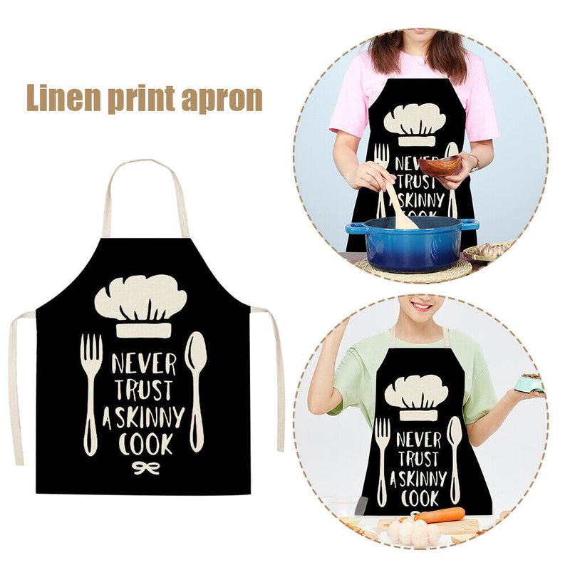 Kitchen Linen Apron Cutlery Print Home Restaurant Cooking Baking Bib Tools