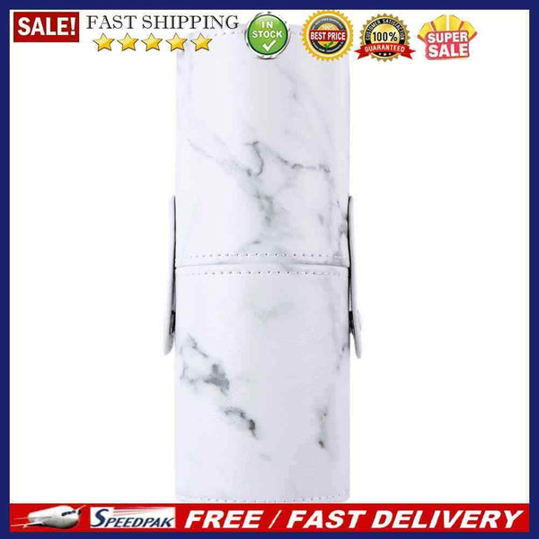 Travel PU Marbling Makeup Brushes Pen Holder Storage Cosmetic Case Box(L)