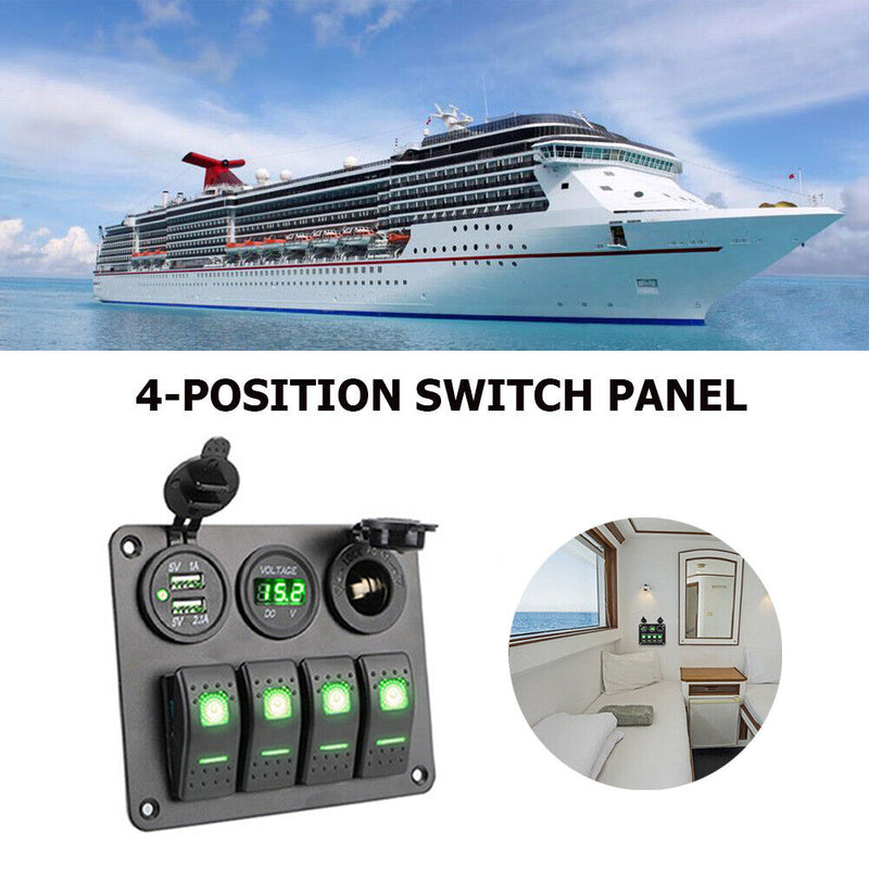 Rocker Switch Panel Outlet Combination Switches (Green Digital Display) Newly
