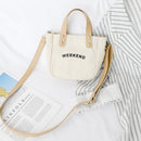 Letter Print Shoulder Satchel Handbags Canvas Women Crossbody Bags (White)