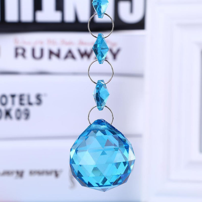 Crystal Glass Door Tassel Curtain Beads String Hanging Pendant Chain (Blue)