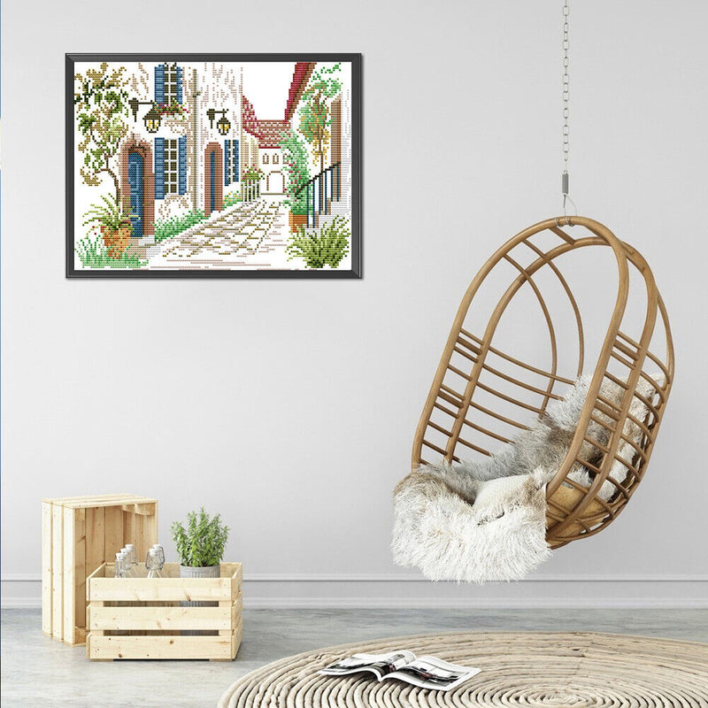 2 Strands Street Corner Partial Embroidery Stamped Cross Stitch Home Decor Gifts