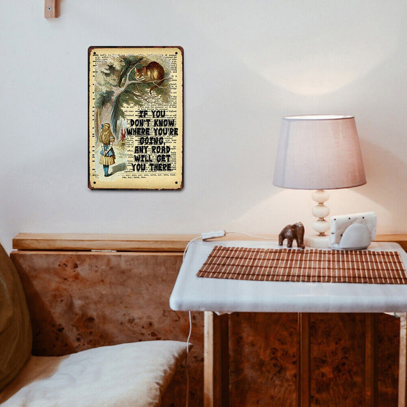 Home Bar Cafe Garage Decor Wall Poster Rectangular Plate Metal Tin Drawing Flat