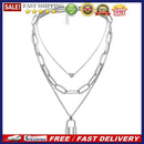Women Lock Love Heart Pendant Necklace Multilayer Clavicle Chain Female Jewel