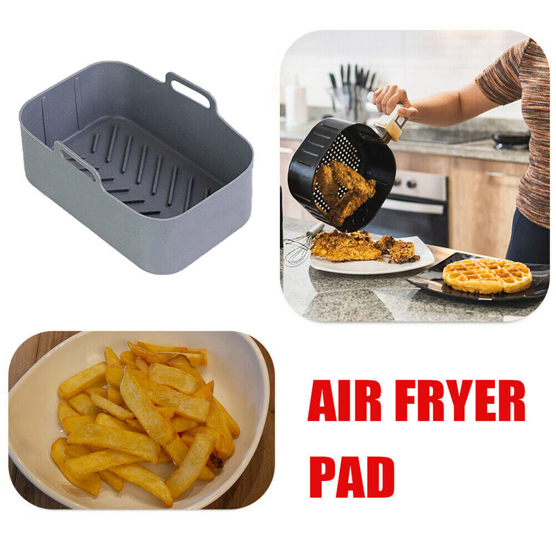 Silicone Air Fryer Liner Oven Baking Fryer Pot Basket Mat for 8QT (Grey) Newly