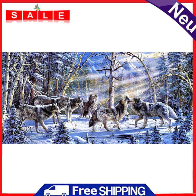 5D DIY Diamond Painting Full Round Drill Wolves Decor Rhinestone Art Crafts Home
