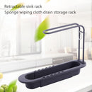 Telescopic Sink Shelf Towel Bar Sponge Drainer Storage Rack Basket (Grey) Newly