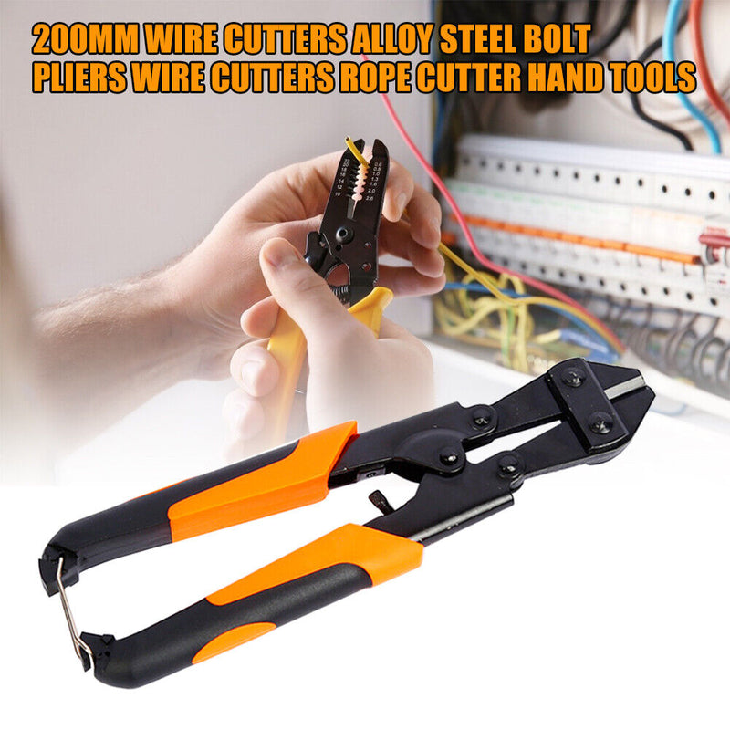 8-inch Steel Bolts Cutter Bar Clamps Pliers Wire Stripping Crimping Tools Newly
