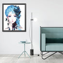 Blue-haired girl 5D DIY Partial Special Shape Drill Diamond Painting Newly