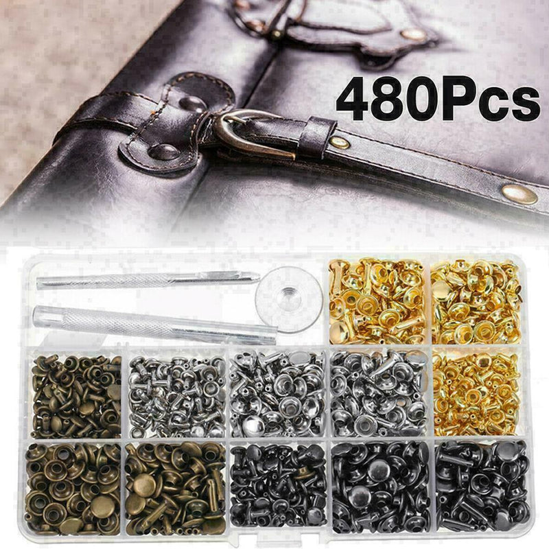 480Pcs Rivets Double Cap Tool Kit Metal Studs Sets Craft X4Z1 B5Q7 U2U0 F3E0
