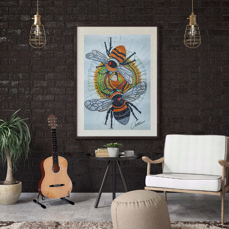 Bee 5D DIY Part Drill Crystal Diamond Painting Rhinestone Animal Drawing 30x40cm