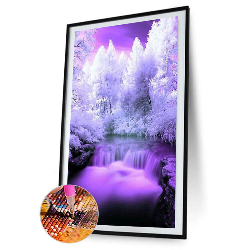Rime Waterfall Landscape DIY Diamond Painting Full Round Drill 40x70cm (A2390)