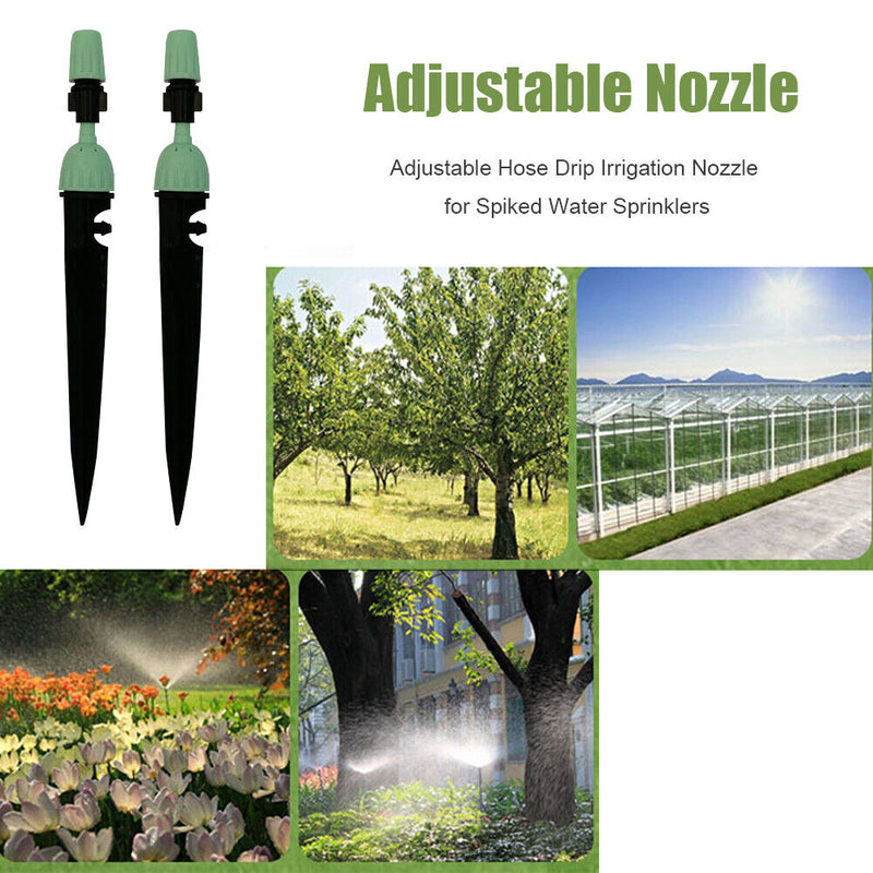 10pcs Adjustable Hose Drip Irrigation Nozzle for Spiked Sprinkler (Green)