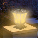 LED Solar Retro Lantern Pillar Light Outdoor Column Lamp Garden Fence Decor