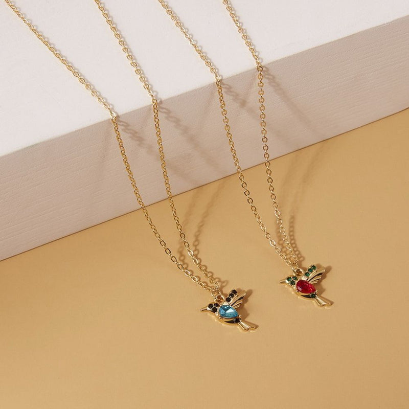 Design Hummingbird Drop Earrings Pendant Necklace Crystal Birds Long Tassel