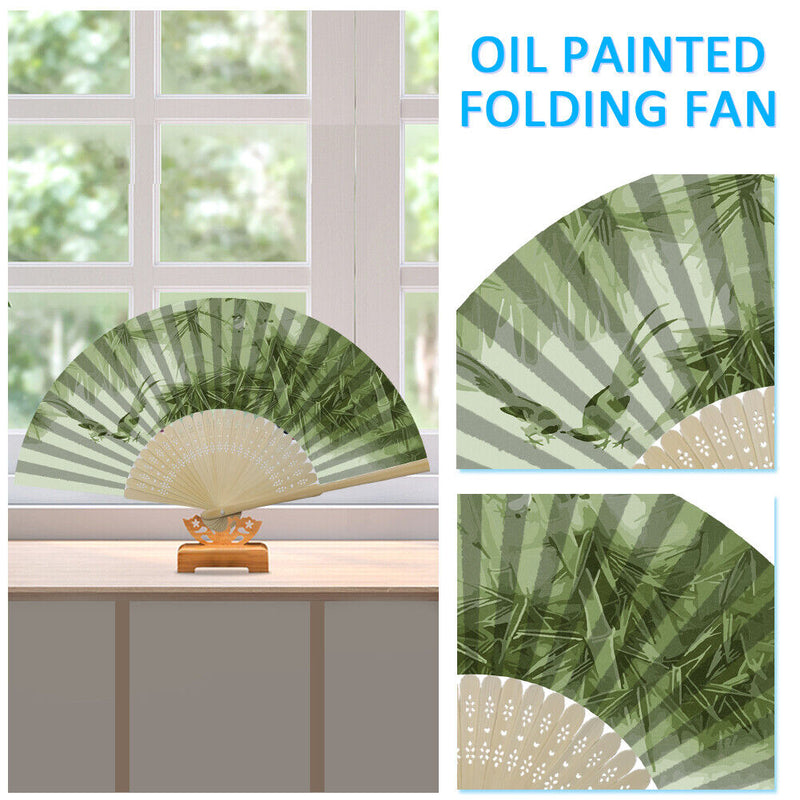 Bamboo Forest Birds Oil Paint Folding Fan By Number DIY Digital Oil Painting Fan