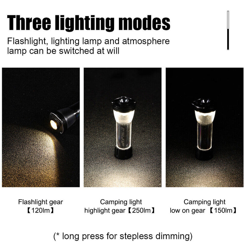 Camping Light 3 Mode Flashlight Atmosphere Light Mini Portable for Camping Tent