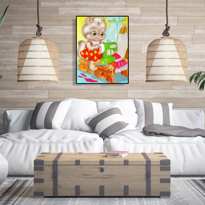 5D DIY Diamond Painting Kitten Sewing Embroidery Full Drill Cross Stitch Mosaic