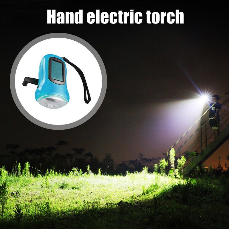 Hand Crank Solar Dynamo Torch Lamp Outdoor Emergency LED Flashlight (blue)