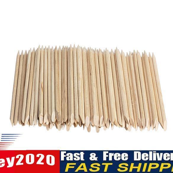 100pcs Nail Art Orange Wood Stick Cuticle Pusher Remover for Manicures  Newly