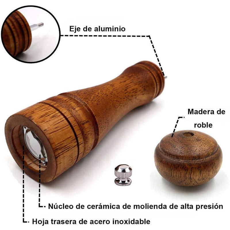 Pepper Grinder,Adjustable Coarseness,Wooden Manual Spice Pepper Mill for Kitchen