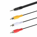 to Male Audio Video Laptop 3.5mm Jack to 3 RCA Adapter Wire AV Cable AUX Cable