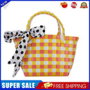 Handmade Woven Plaid Basket Tote Women Silk Scarf Small Handbag (Yellow)