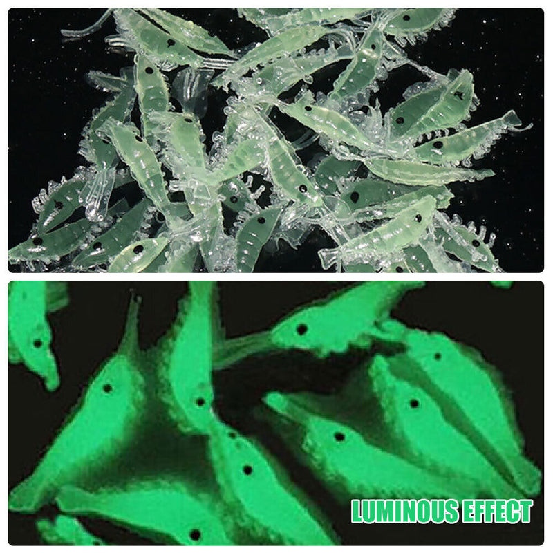 50pcs Luminous Shrimp Soft Lure 3cm Night Fishing Lure Fluorescent Glow Tac