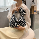 Fashion Women Printing Plush Shoulder Bag Casual Large Capacity Underarm Bags