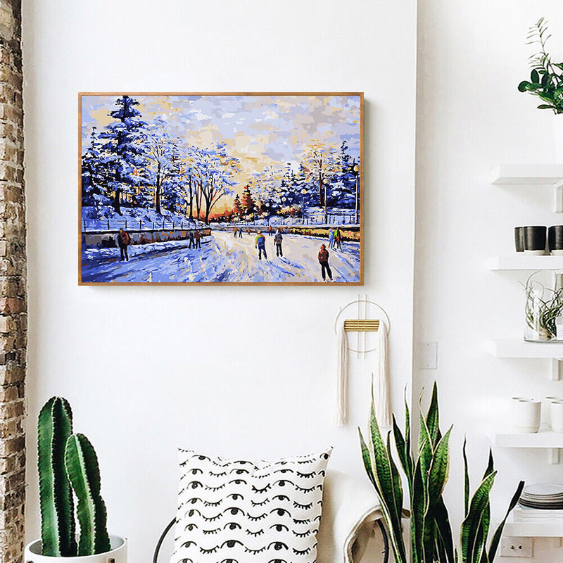 Ski Digital Canvas Handmade Acrylic Color Drawing Kit DIY Hand Painted Artwork