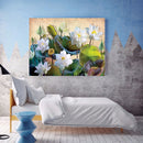 Full Round Diamond Painting Elegant White Lotus Rhinestone Mosaic Home Wall Art