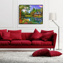 Painting By Numbers Kit DIY Lakeside Cottage Hand Painted Canvas Oil Art Pi
