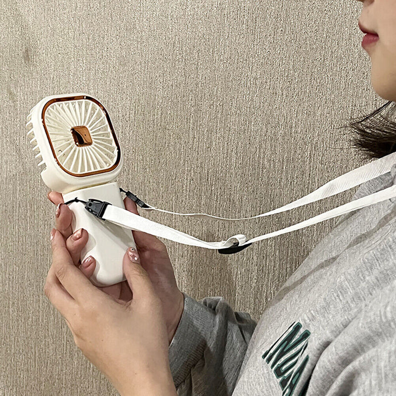 #A Mute Hanging Neck Fans 2 Speed Handheld Fan Desktop Fan for Outdoor Sport Tra