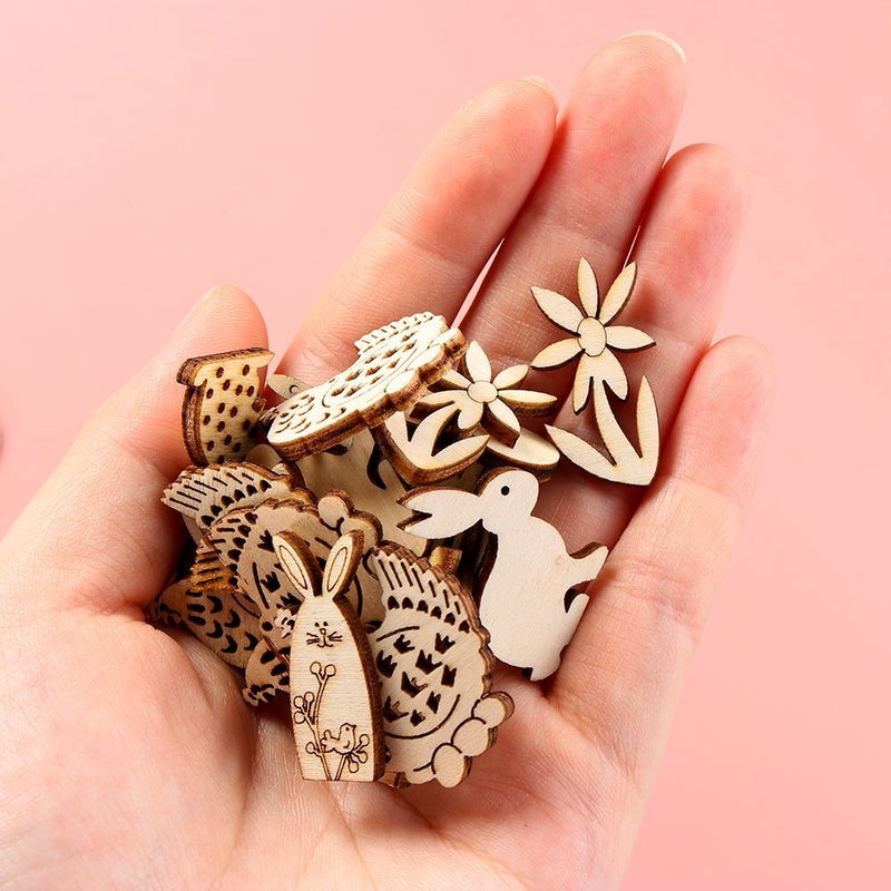 DIY Craft Wooden Eggs Easter Decorations Easter Rabbit Wood Chips Wood Slice