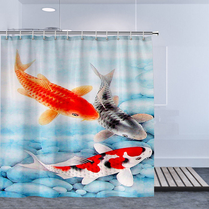 Fish Print Shower Curtains Polyester Waterproof Bathroom Home Decor 180x180